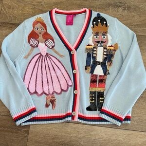 Queen of Sparkles Clara and nutcracker cardigan. XS. EUC. Worn once to church